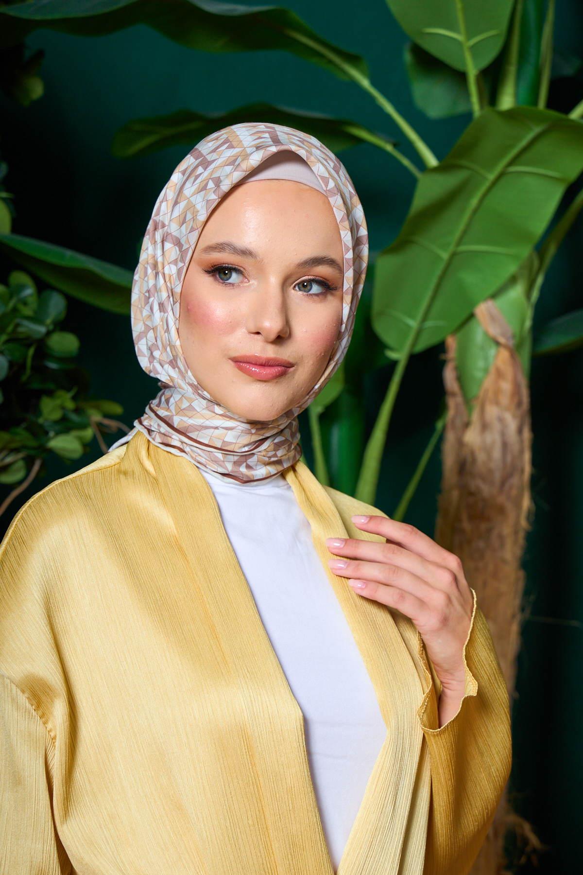 Marrakech  Koleksiyon Soft Eşarp Bej Kahve 1203-12