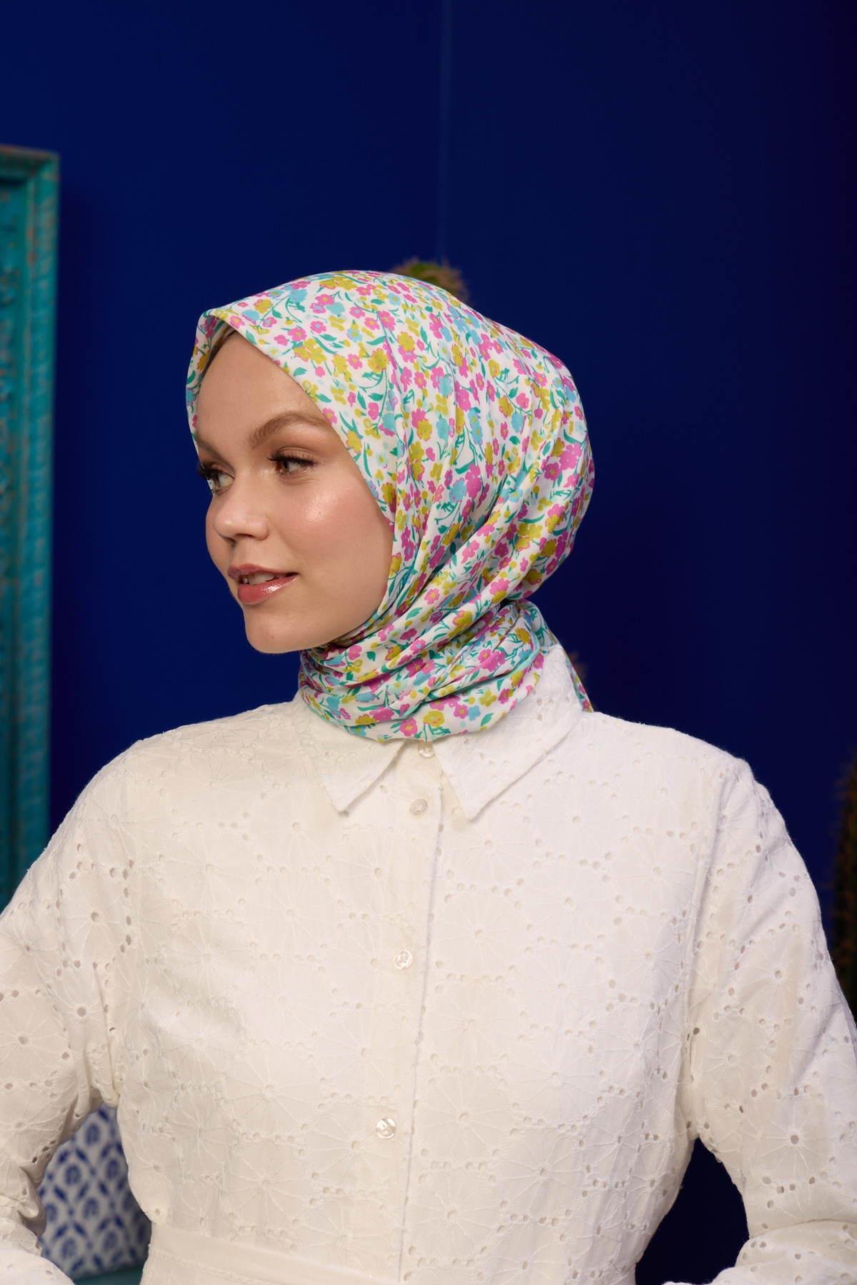 Marracesh Koleksiyon Soft Eşarp Gül Pembe Turkuaz 1193-09