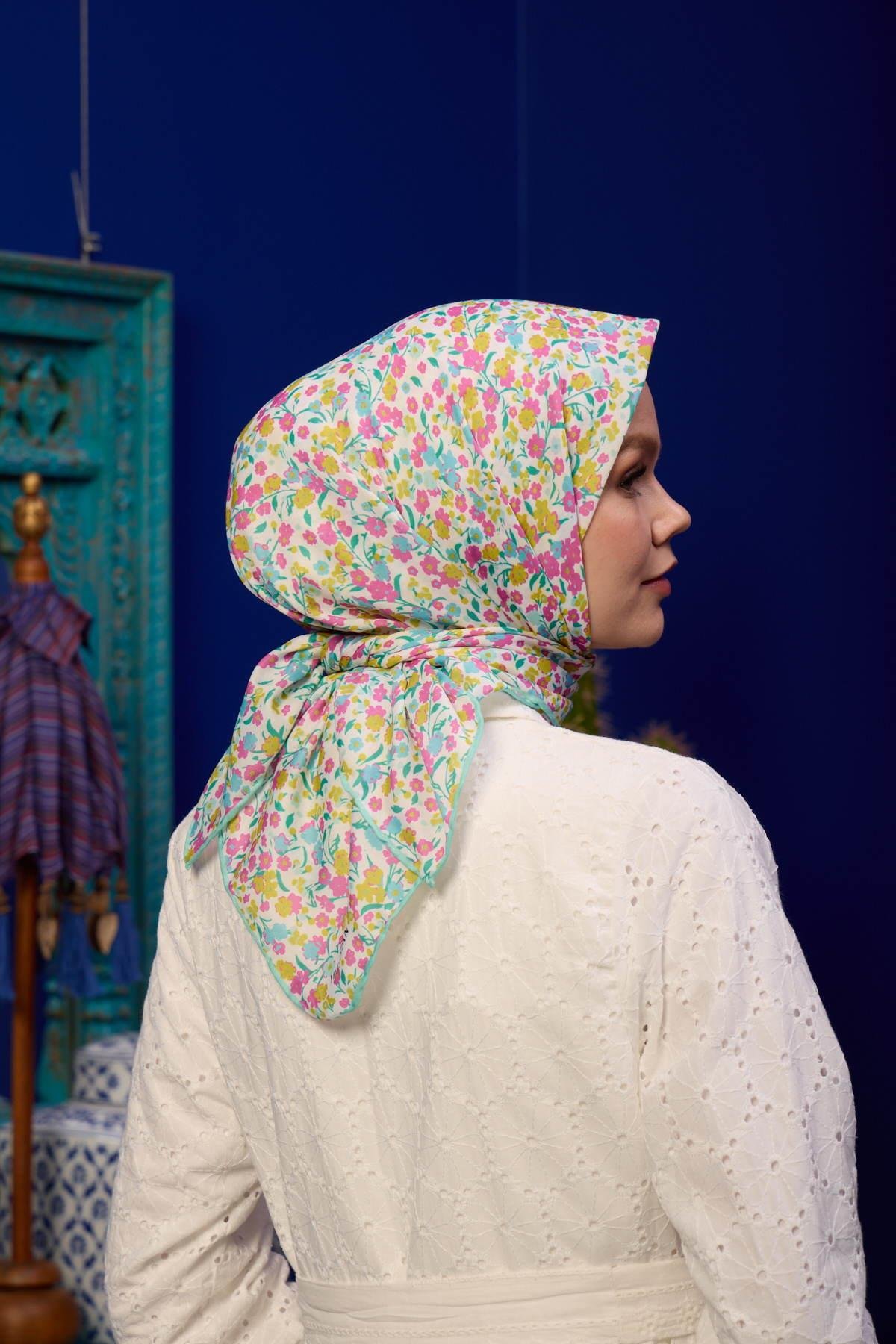 Marracesh Koleksiyon Soft Eşarp Gül Pembe Turkuaz 1193-09