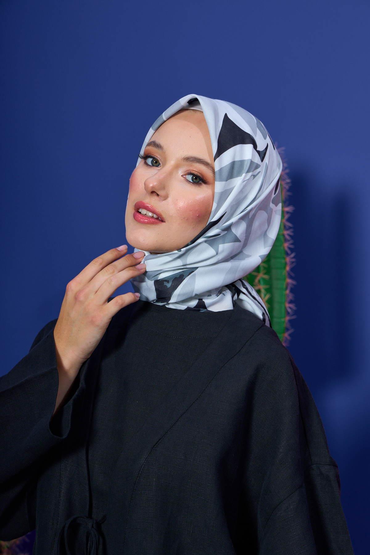 Marrakech  Koleksiyon Soft Eşarp Gümüş Siyah 1206-05