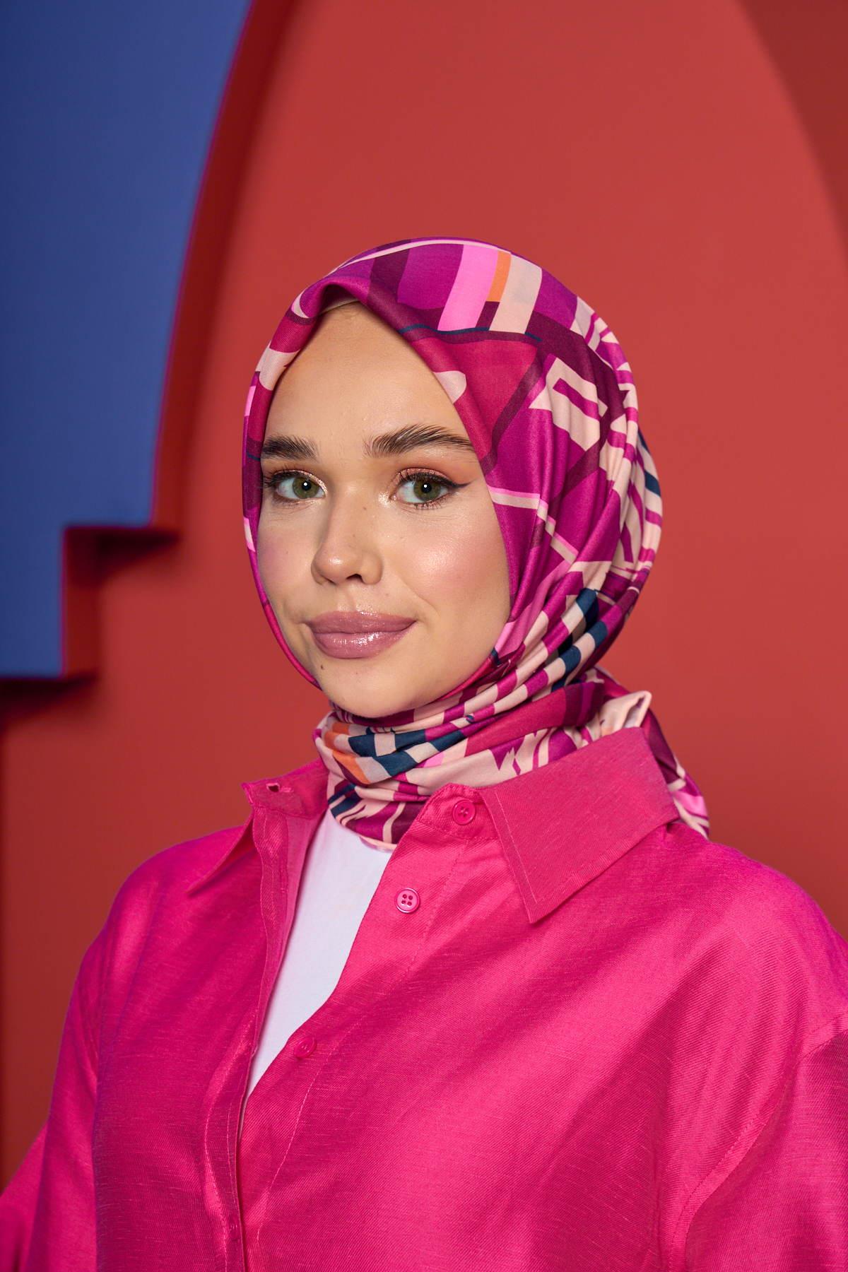 Marrakech  Koleksiyon Soft Eşarp Koyu Pembe Karmen 1208-11