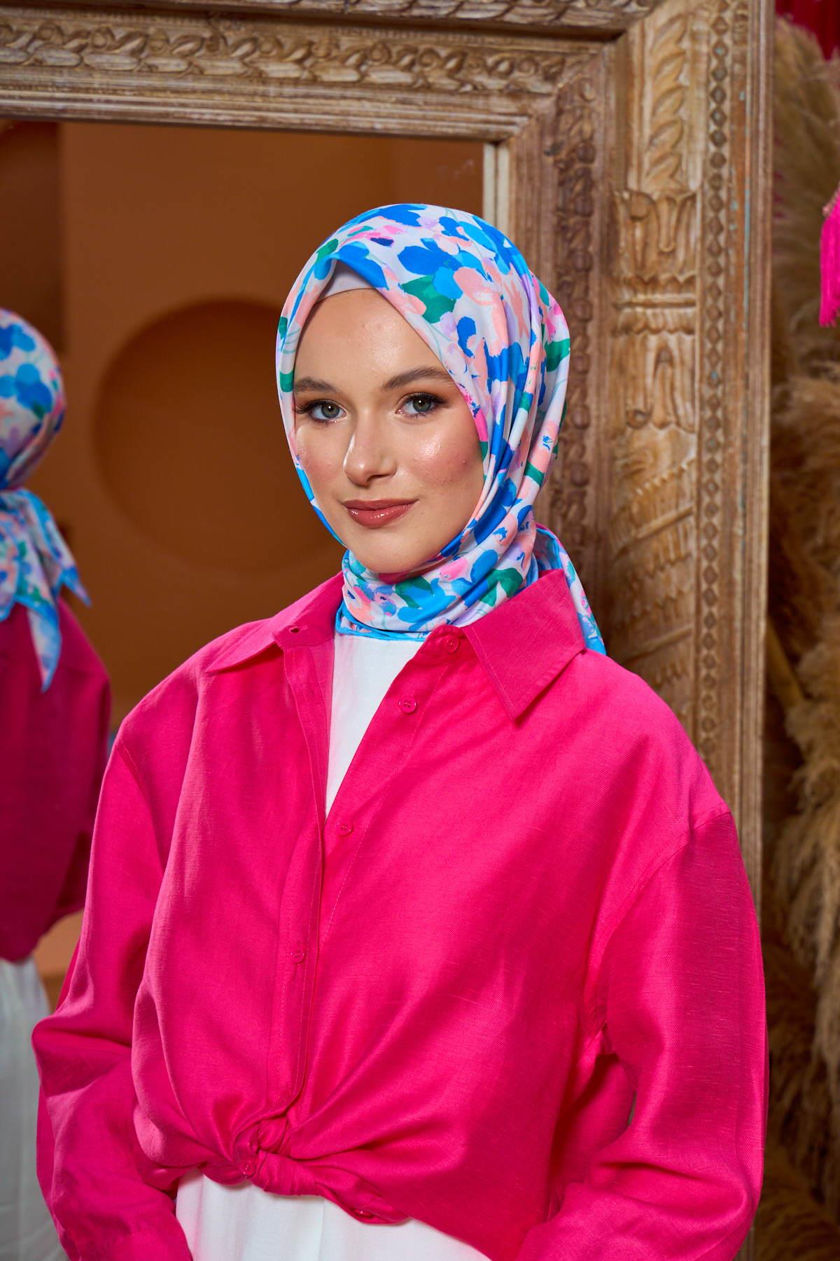 Marrakech  Koleksiyon Soft Eşarp Lila Mavi 1200-01