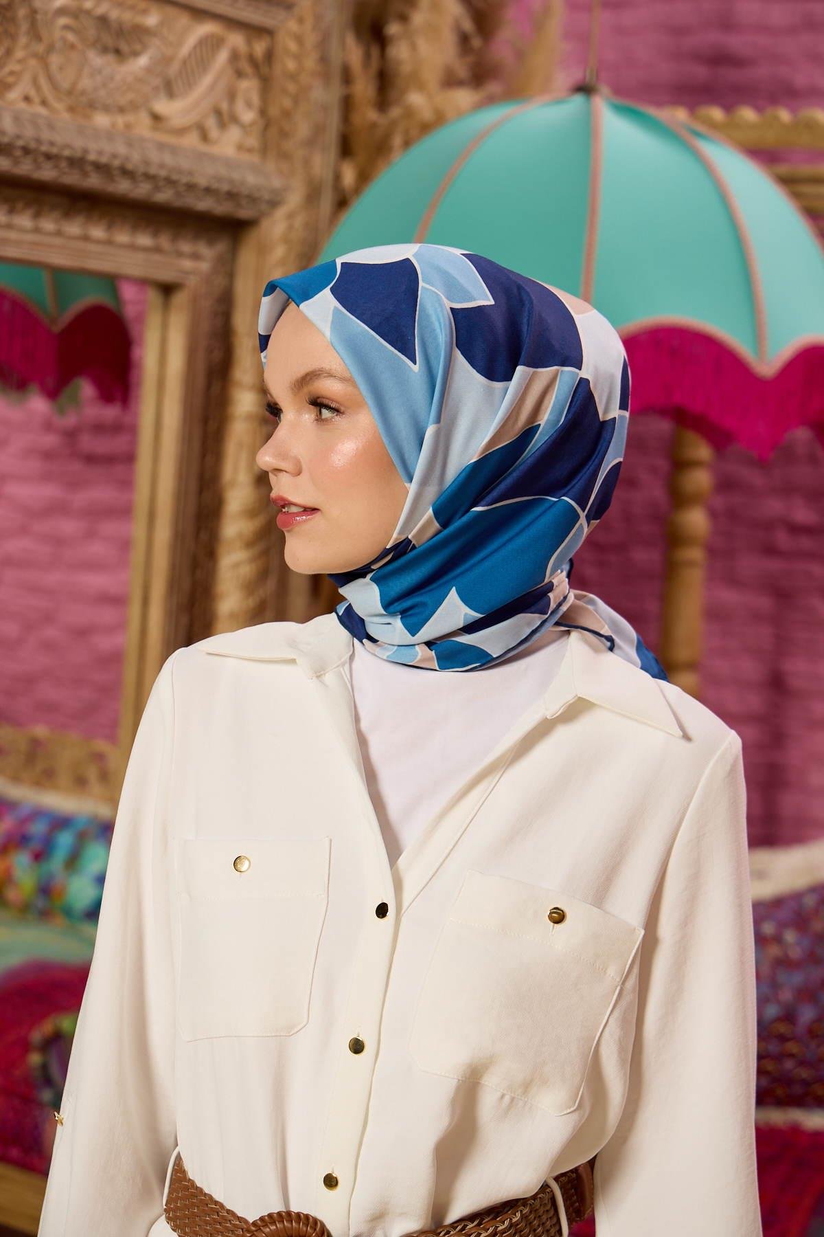 Marracesh Koleksiyon Soft Eşarp Mavi Lacivert 1198-14