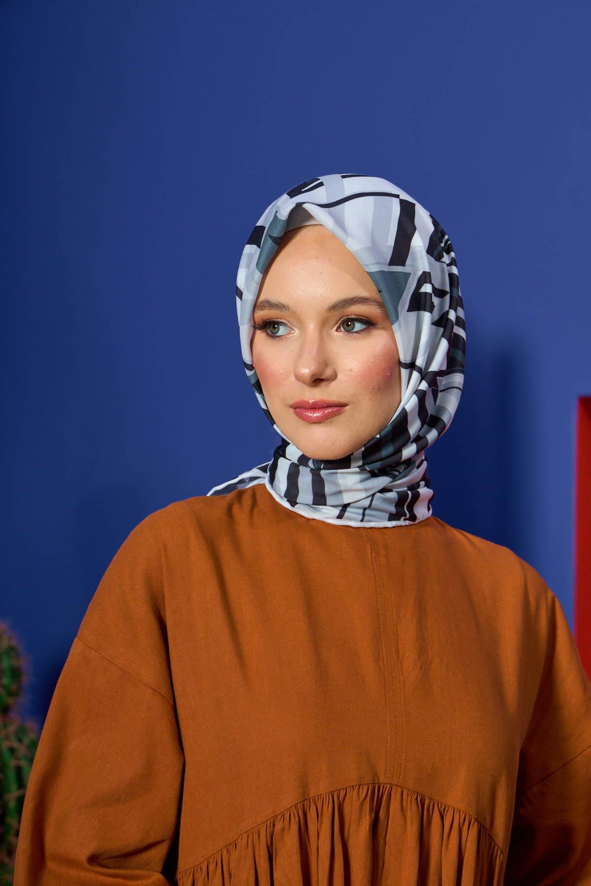 Marrakech  Koleksiyon Soft Eşarp Siyah Açık Gri 1208-07