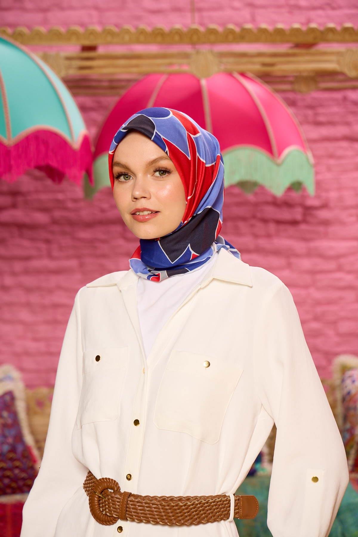 Marrakech  Koleksiyon Soft Eşarp Siyah Mavi 1198-09