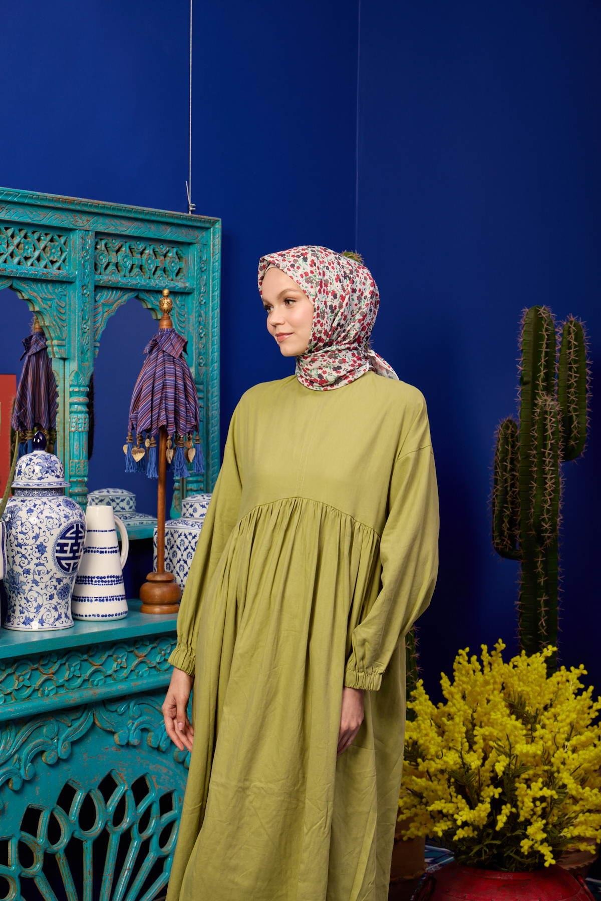 Marrakech  Koleksiyon Soft Eşarp Soluk Sarı Kırmızı 1193-29
