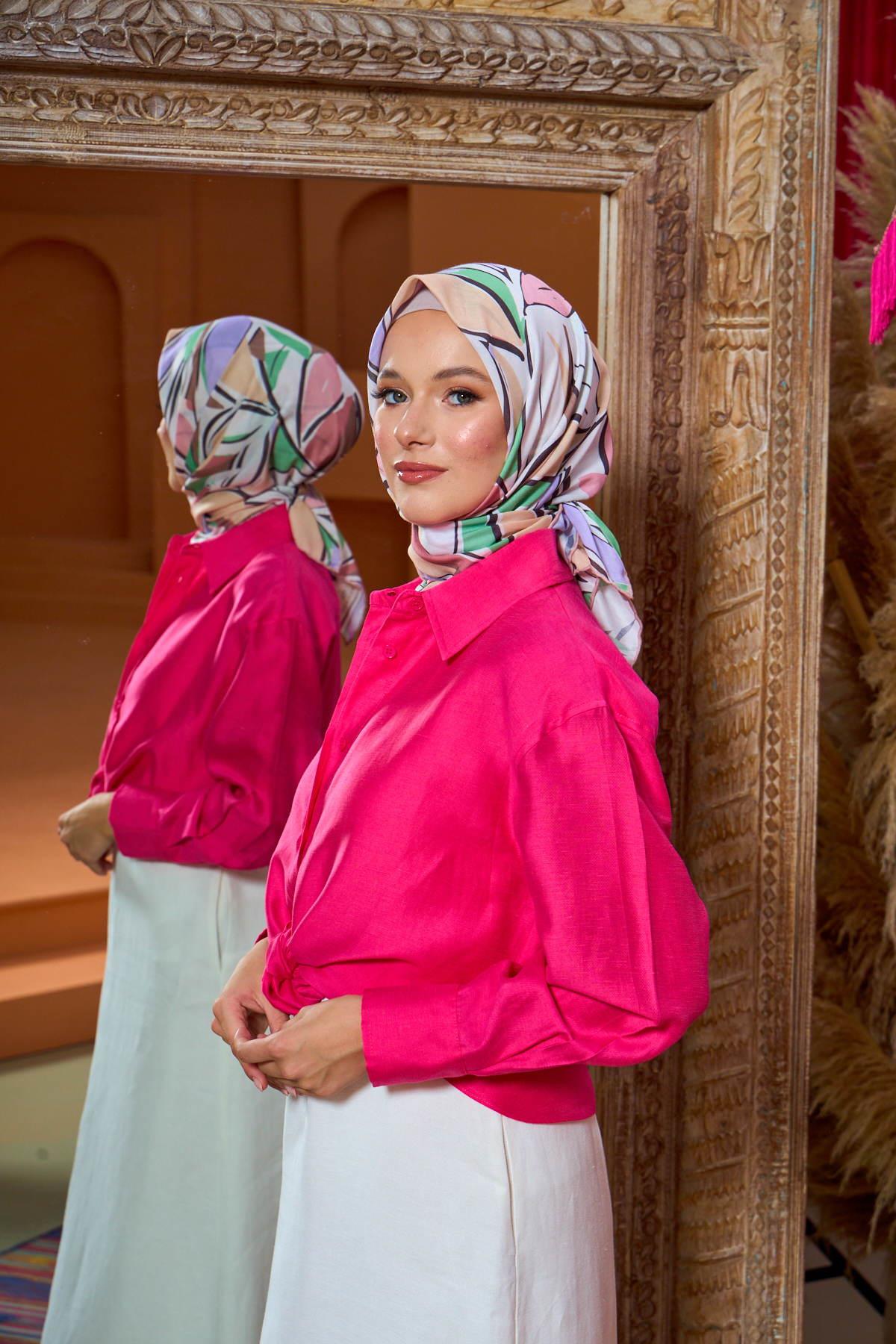 Marrakech  Koleksiyon Soft Eşarp Somon Lila 1199-04
