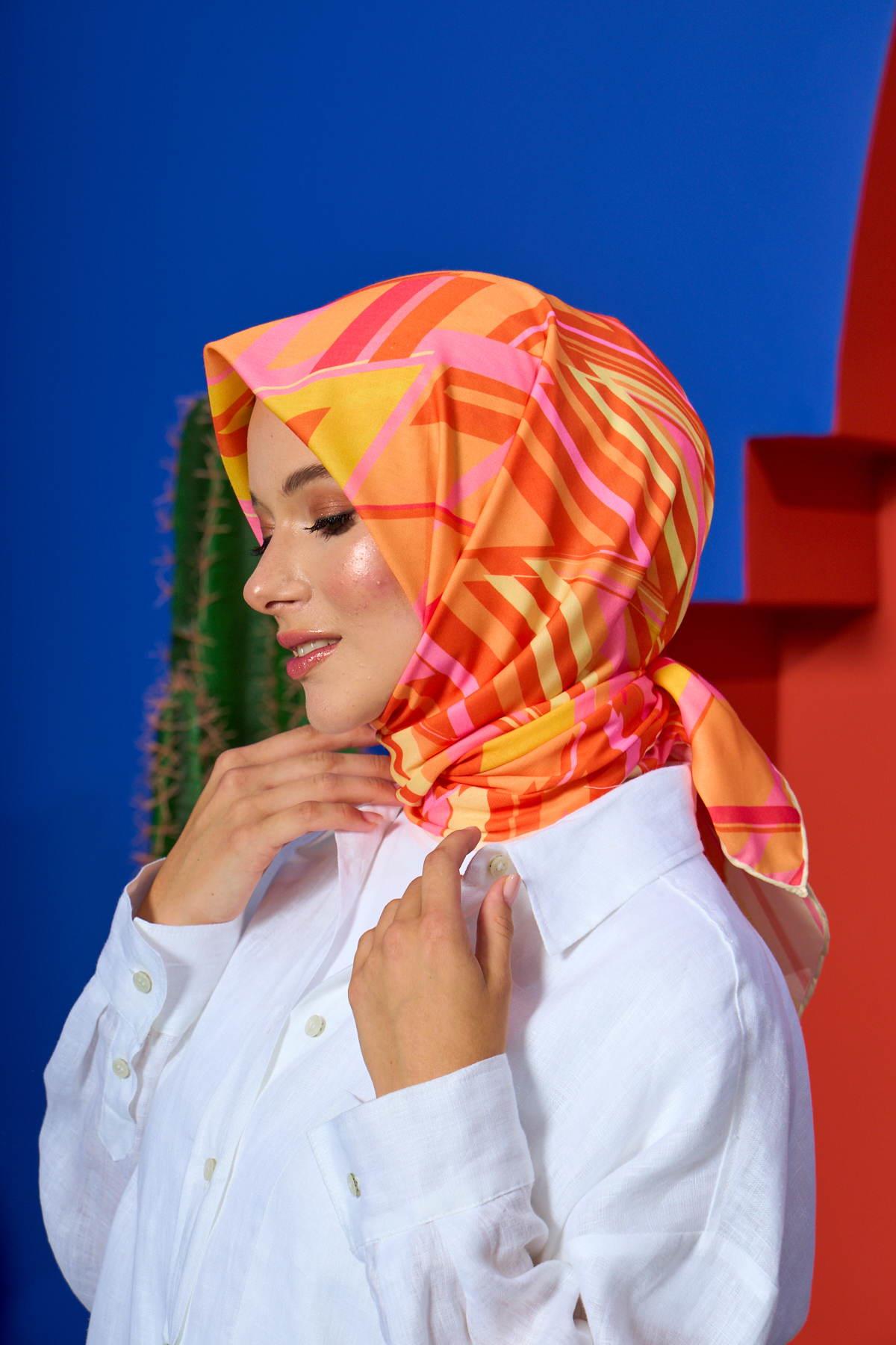 Marracesh Koleksiyon Soft Eşarp Somon Turuncu 1208-15