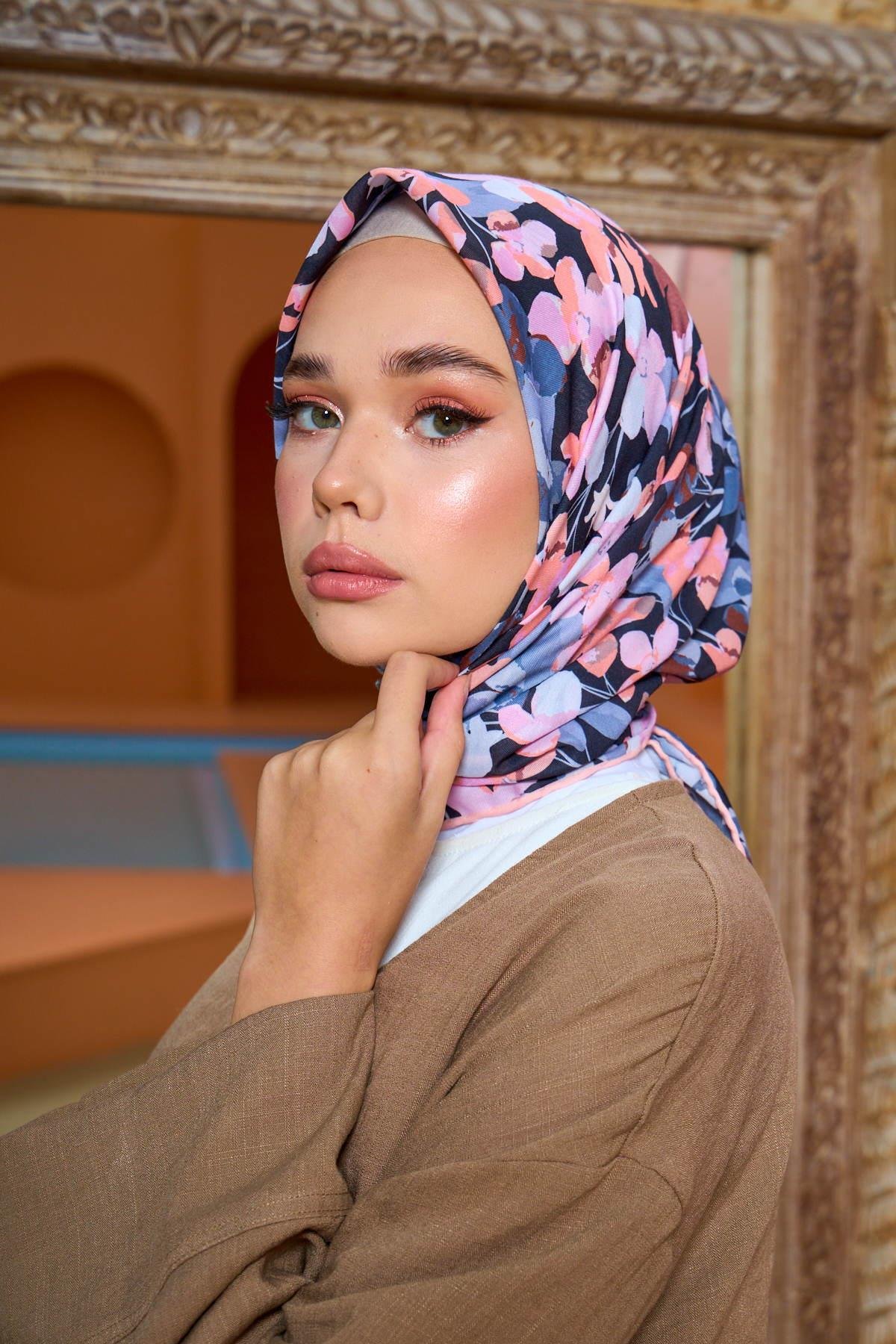 Marracesh Koleksiyon Soft Eşarp Somon Patlıcan Mor 1200-13