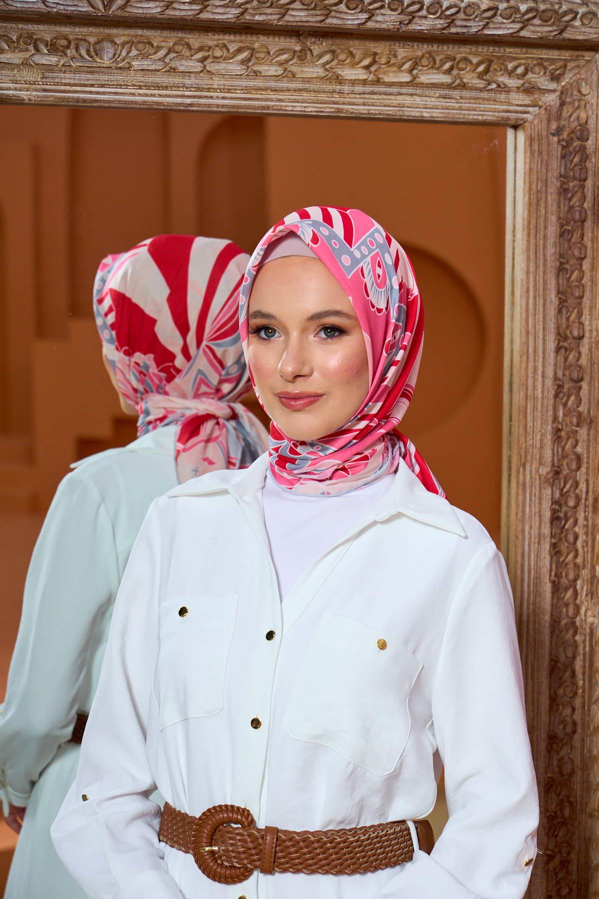 Marrakech  Koleksiyon Soft Eşarp Toz PembeKırmızı 1202-14