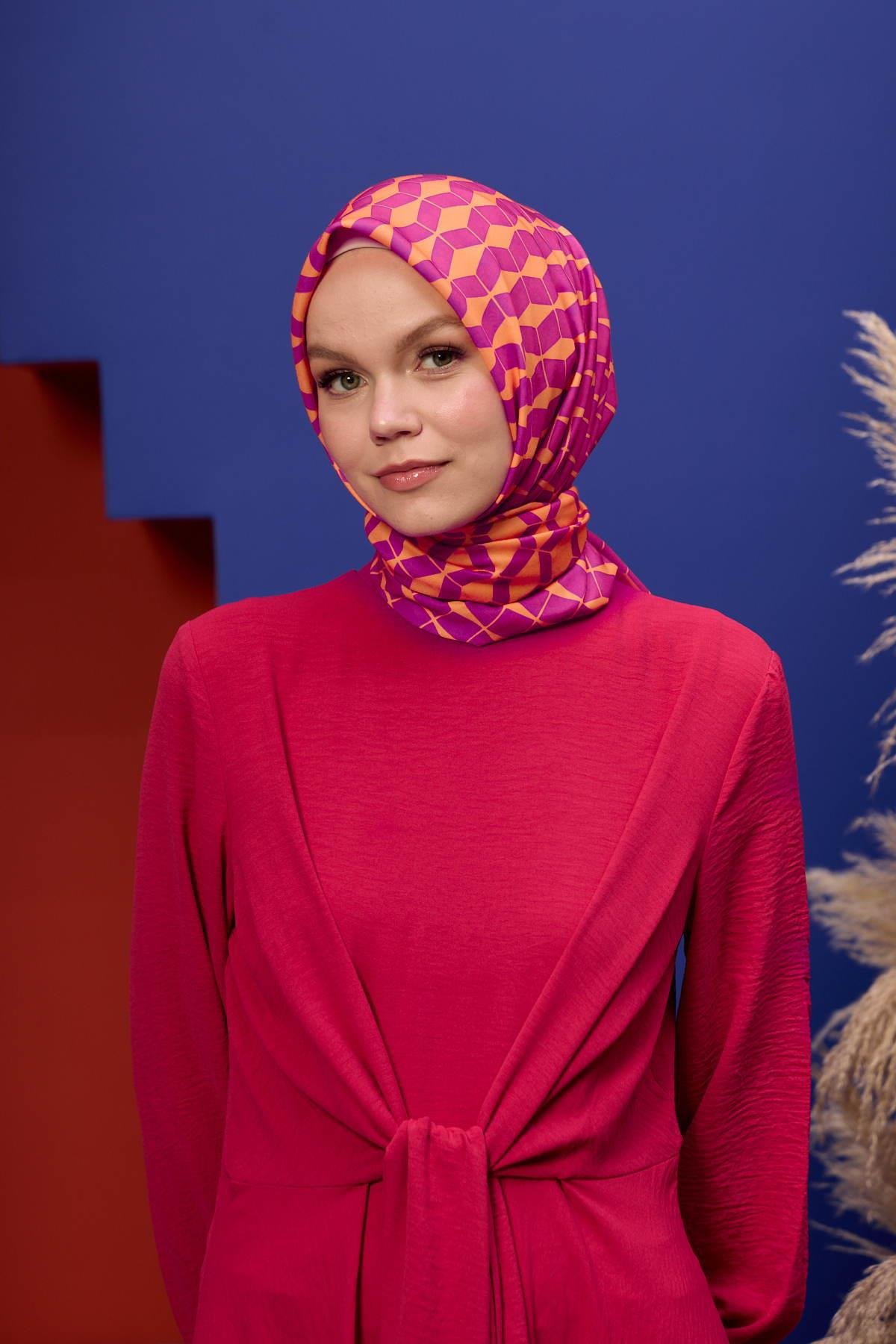Marrakech  Koleksiyon Soft Eşarp Turuncu Pembe 1194-04