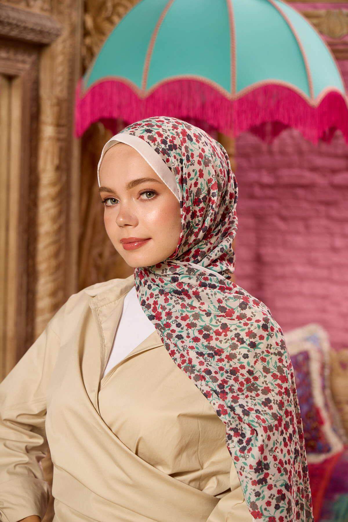 Marrakech Koleksiyon Soft Şal Kahve Kırmızı 3046-20
