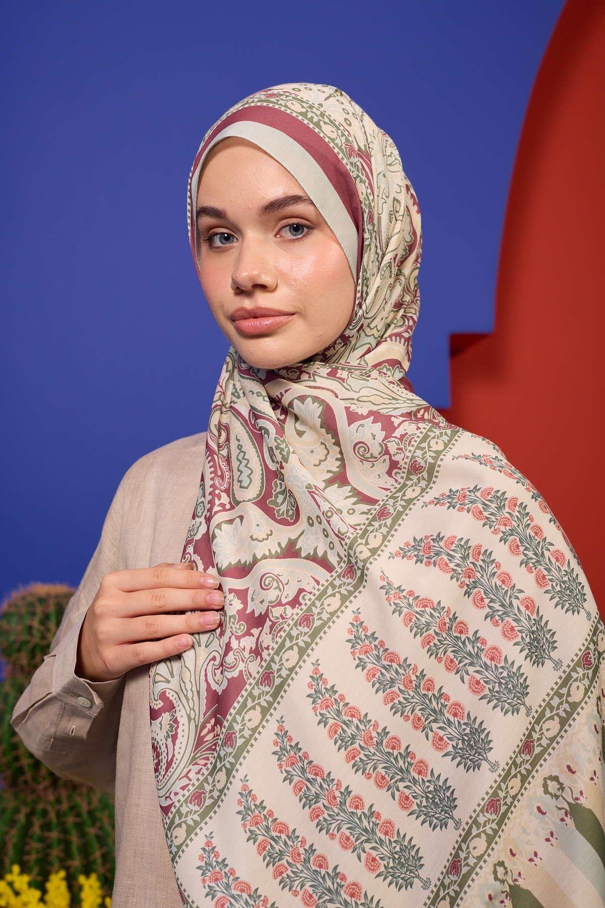 Marrakech Koleksiyon Soft Şal Krem Kırmızı 3049-05
