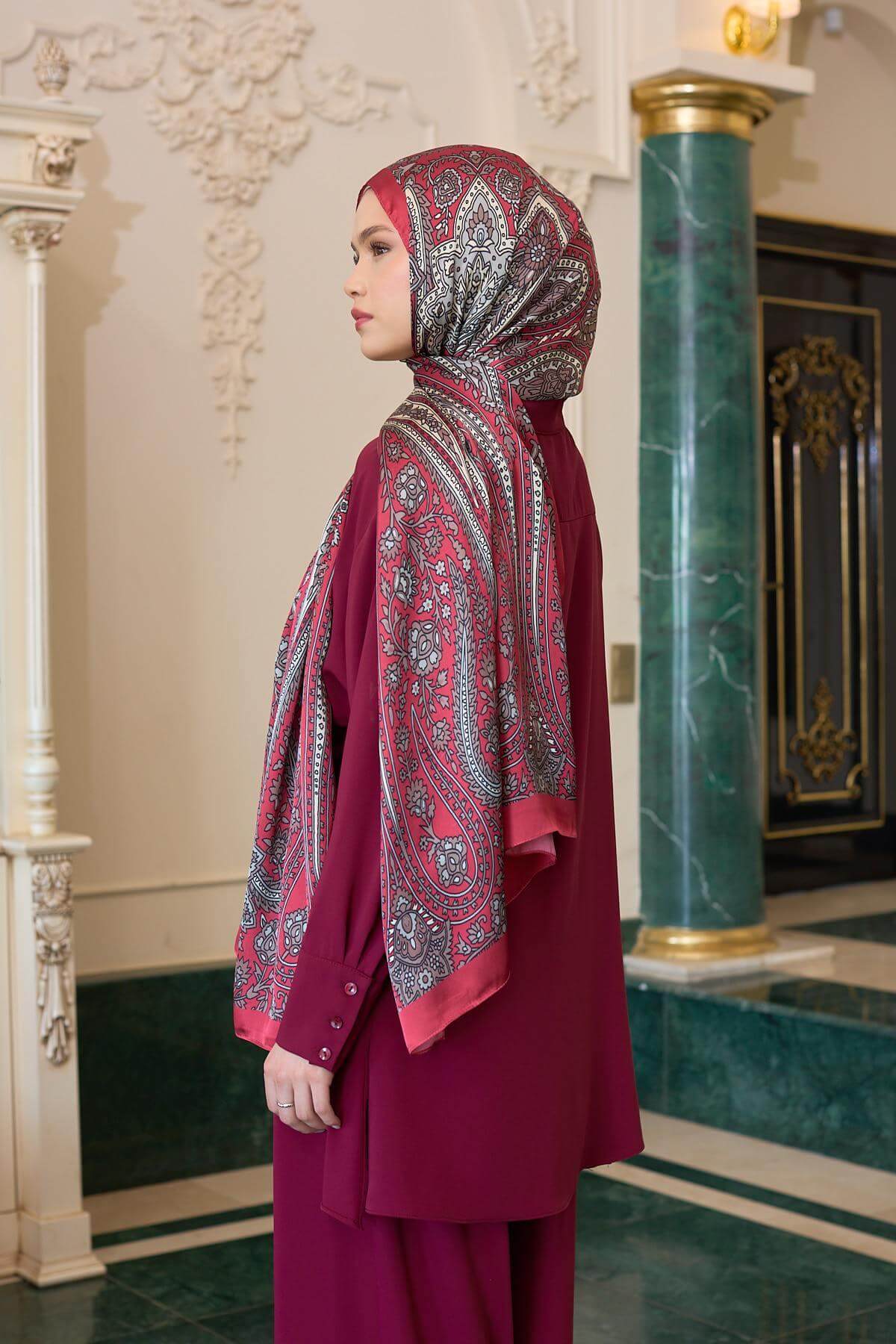 Nar Çiçeği Hint Vual Şal -  5009-02