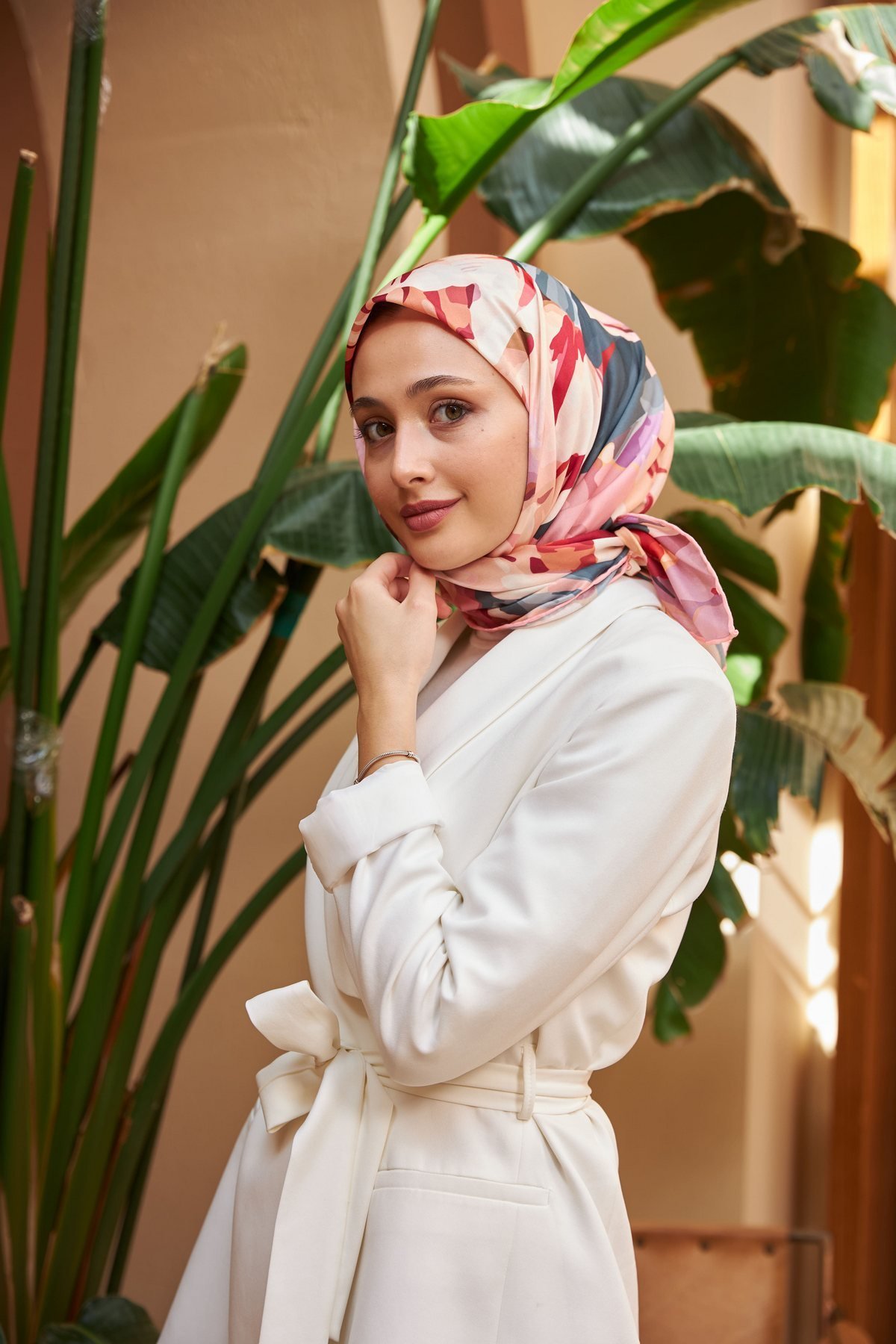 Nature Line Rose Soft Eşarp Bej Yeşil 1156-12