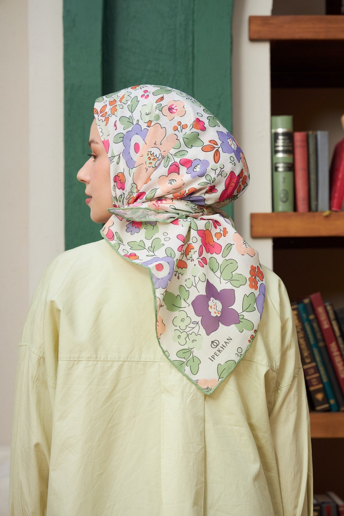 Nergis Çimen Yeşili  Pamuk Viskon Eşarp