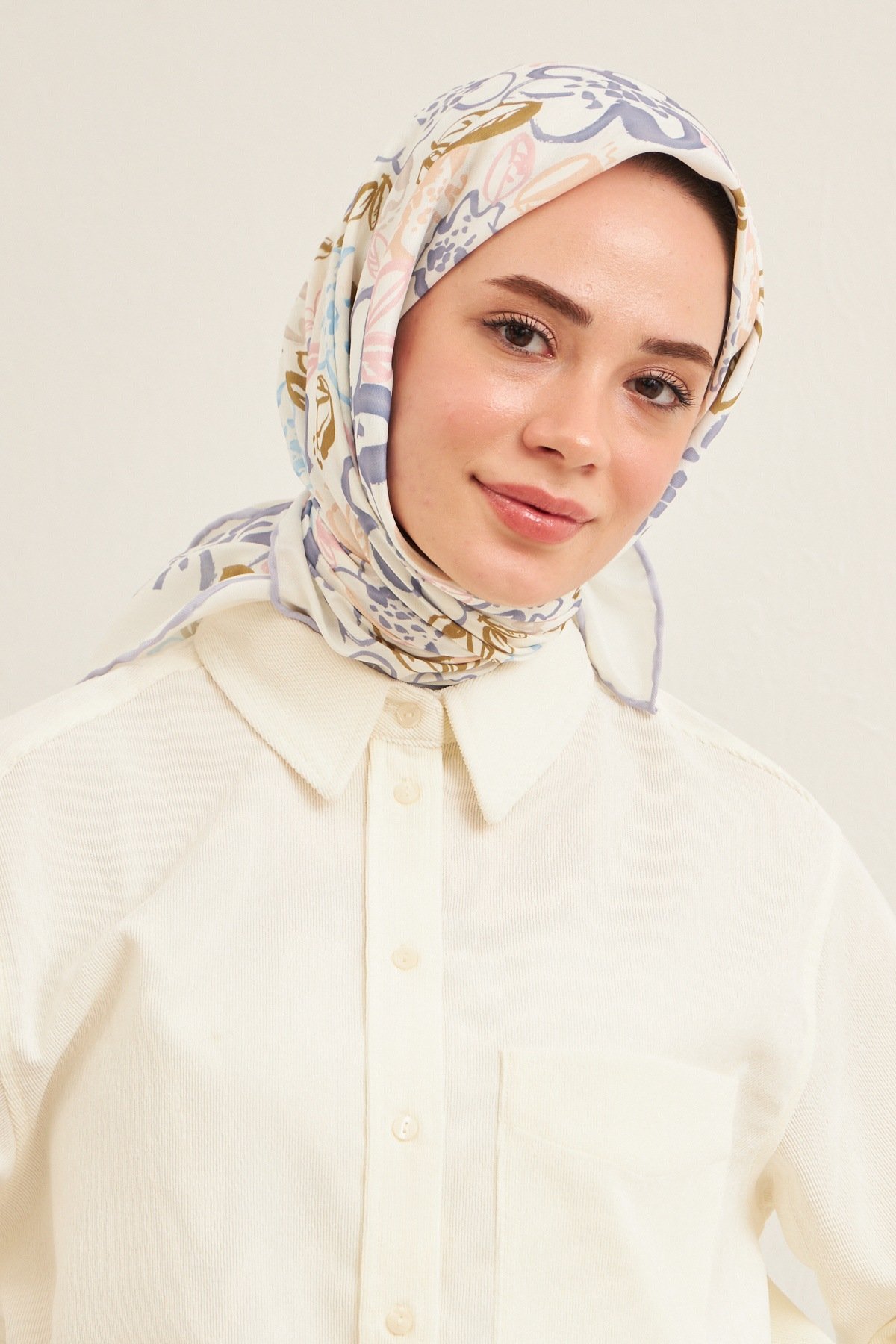 Pastel Lila Pamuk Viskon Eşarp Modeli
