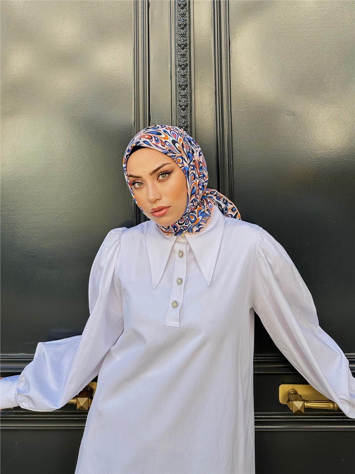 Relax Ebruli Soft Eşarp Beyaz Krem 1147-11