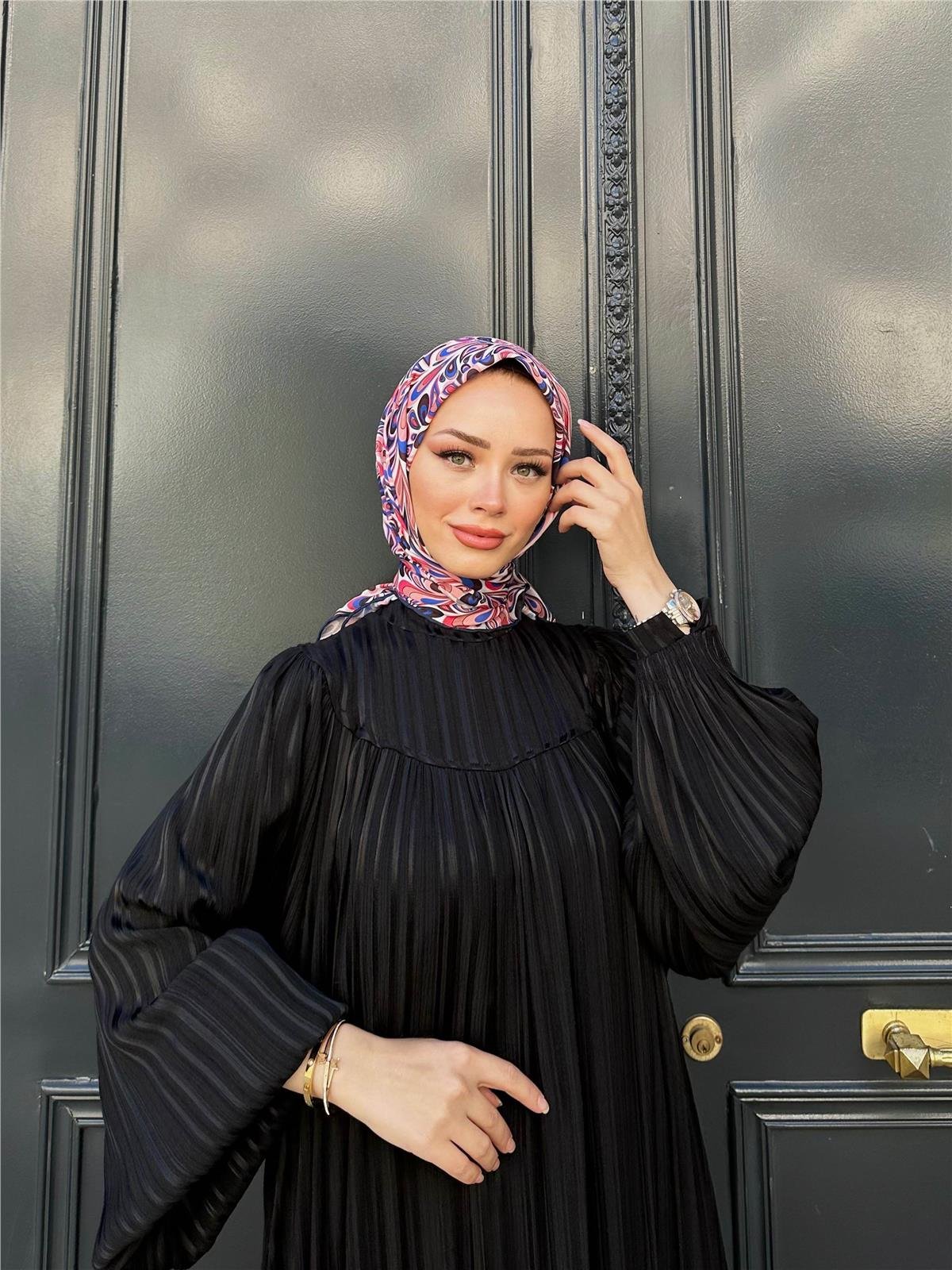 Relax Ebruli Soft Eşarp Mavi Beyaz 1147-09
