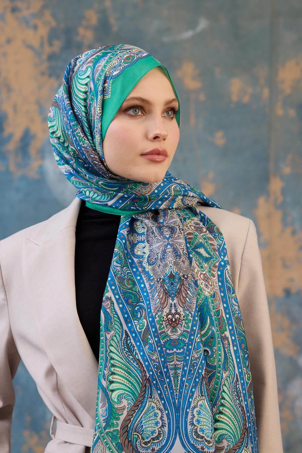 Şal Desen Vual Şal Benetton Vual İpek Şal -  9801-13