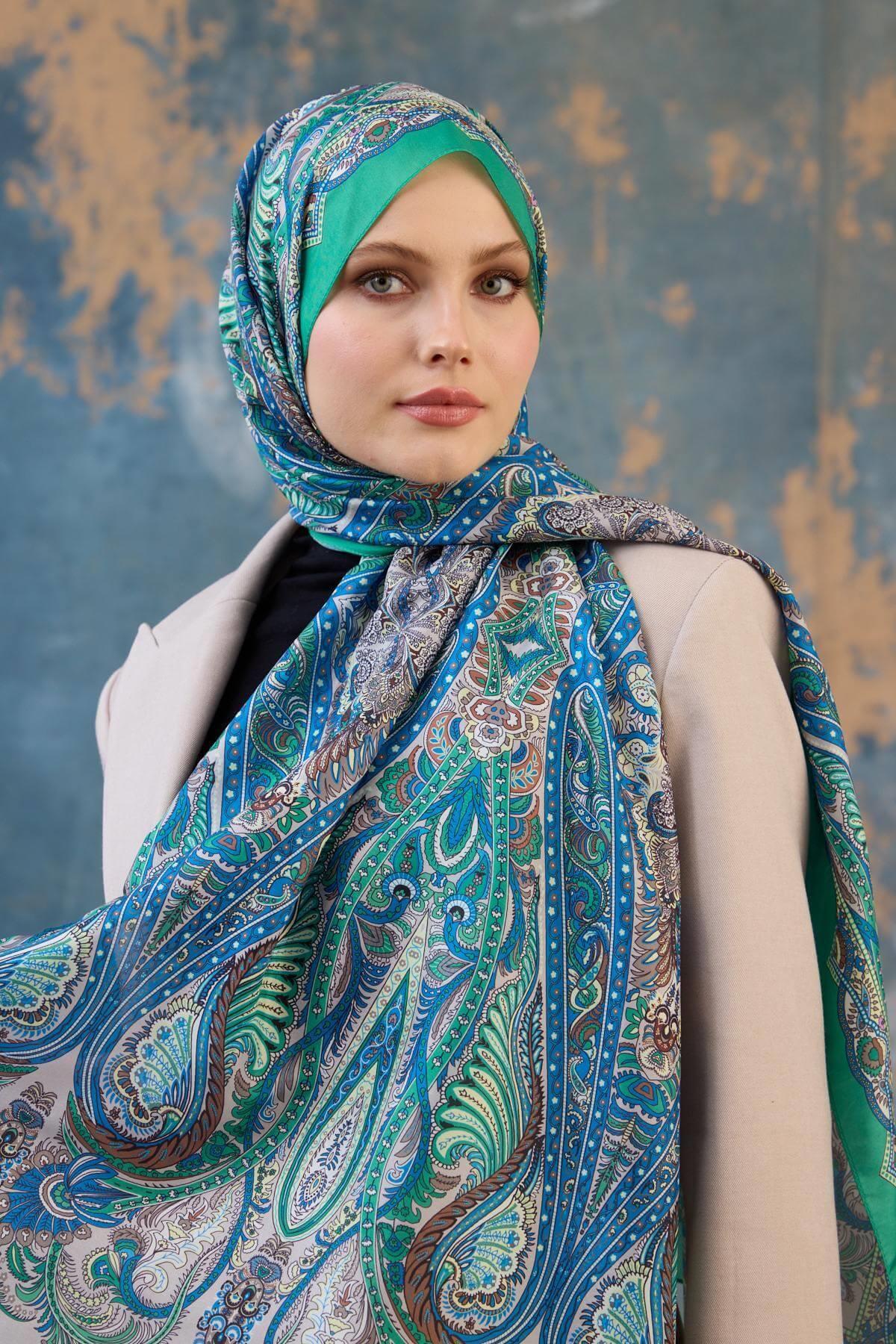 Şal Desen Vual Şal Benetton Vual İpek Şal -  9801-13