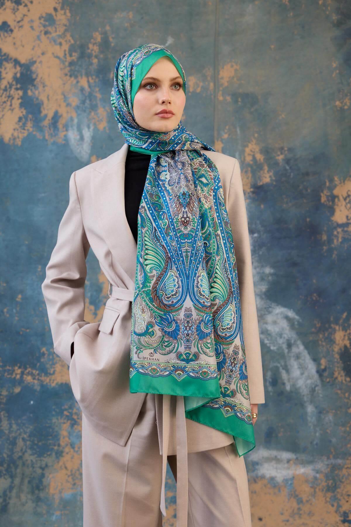 Şal Desen Vual Şal Benetton Vual İpek Şal -  9801-13