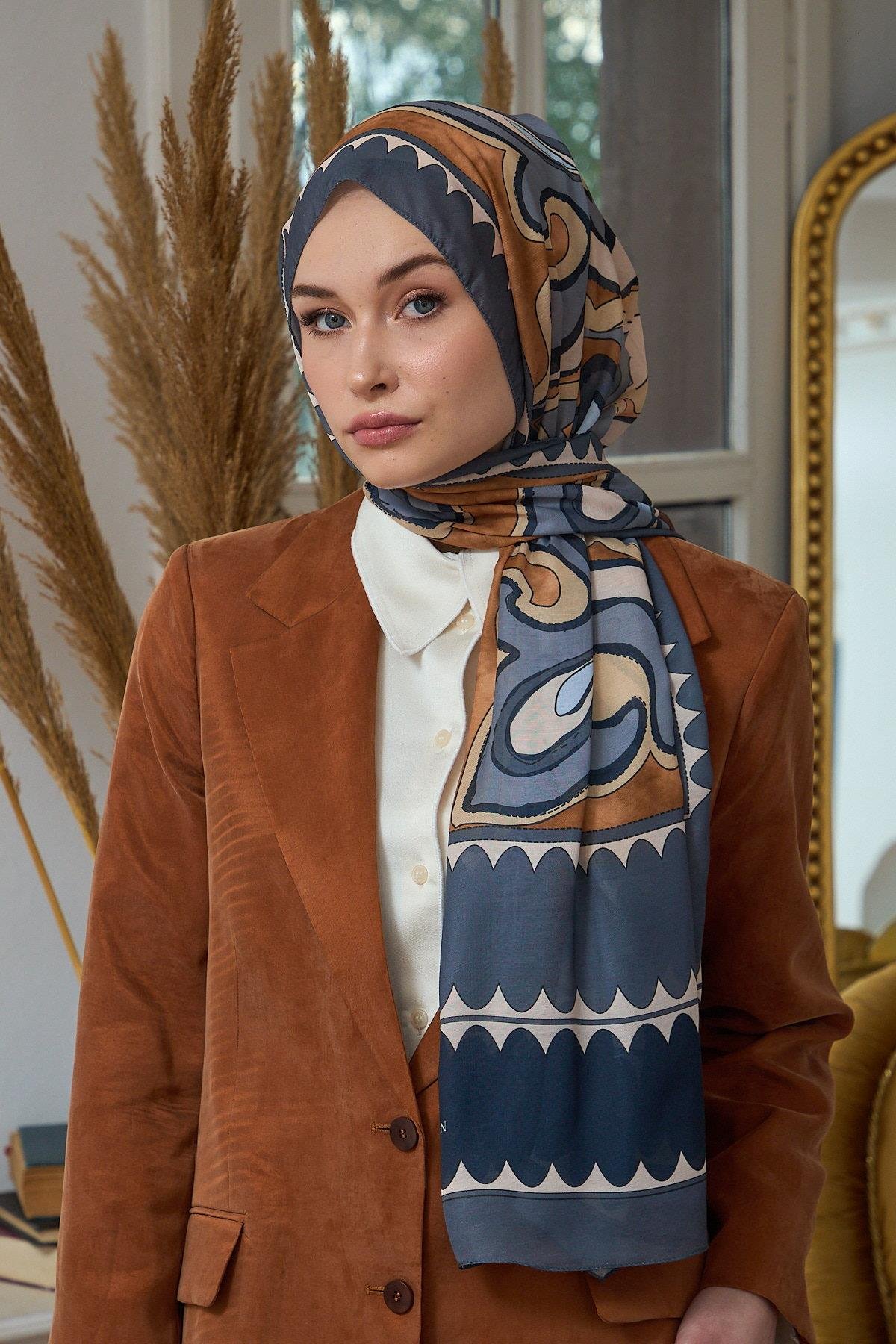 Yaz Işıltısı Koleksiyonu Soft Şal Kahve Antrasit 3045-13