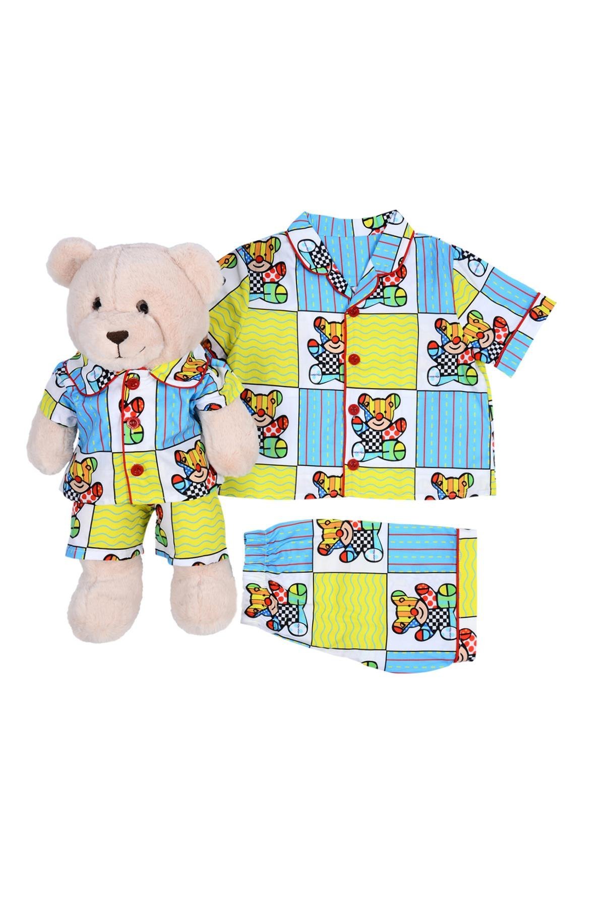 Teddy Pop Art Pyjama Set with Matching Teddy Bear 