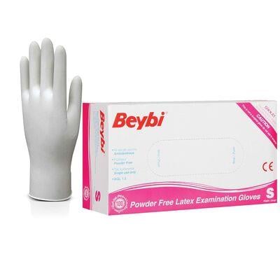 BeybiBeybi Latex Pudrasız Muayene Eldiveni S 100'lü