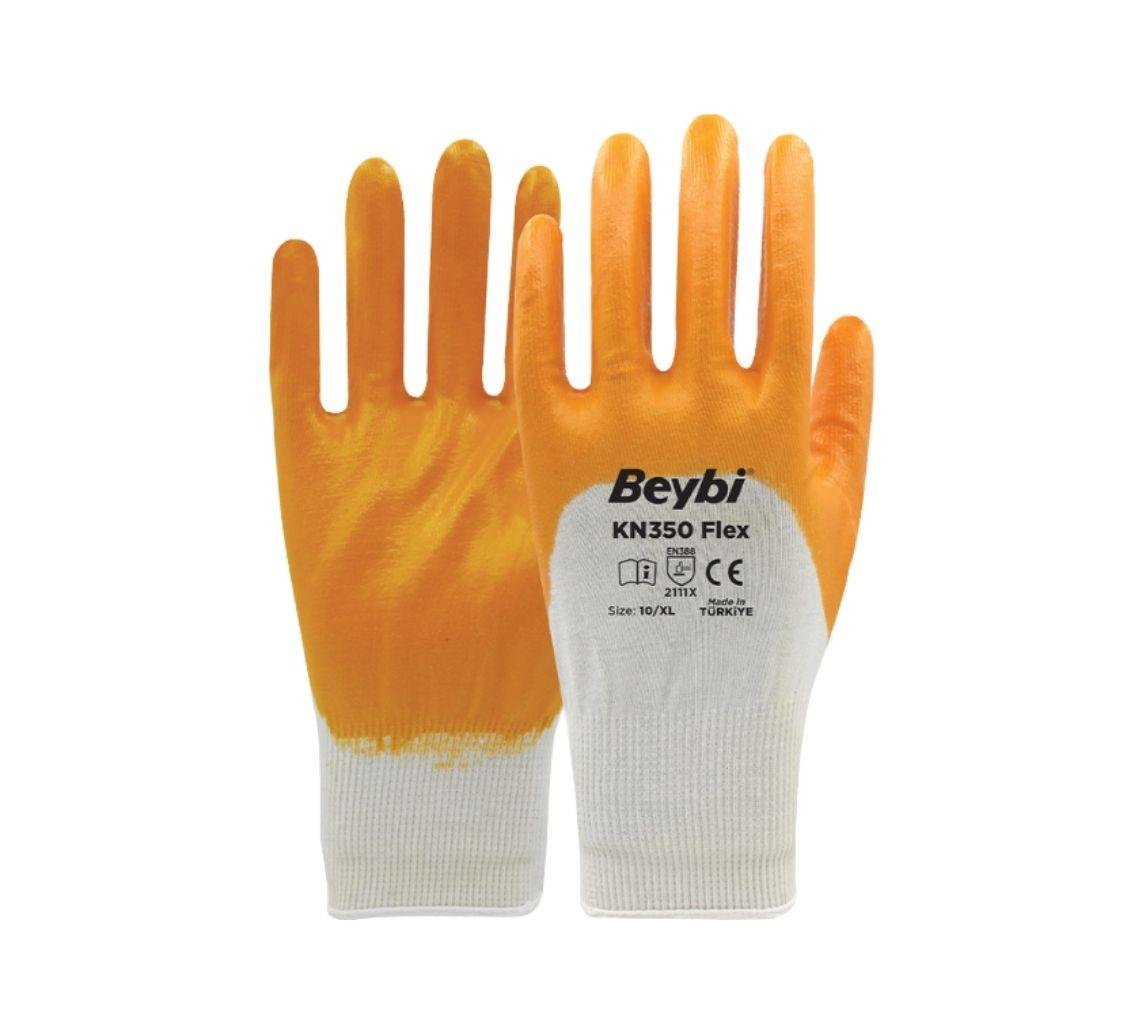 BeybiBeybi Nitril İşçi Eldiveni Sarı-Beyaz PN3 NO:10