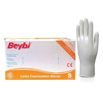 BeybiBeybi Pudralı Latex Muayene Eldiveni S 100lü