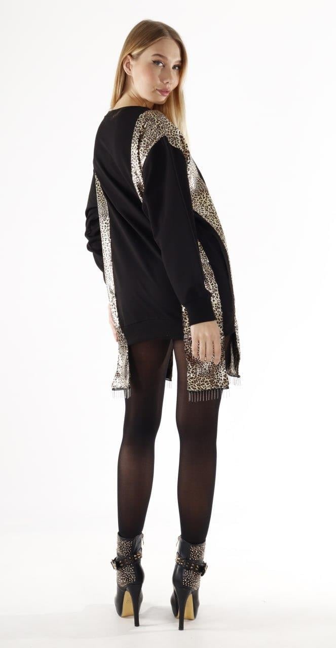 Sch Pulpayetli Leopar Oversize Tunık