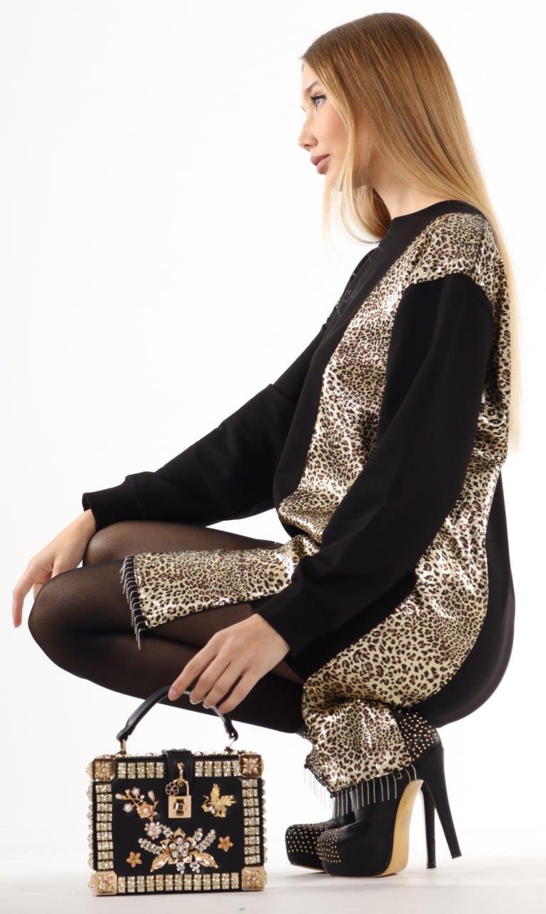 Sch Pulpayetli Leopar Oversize Tunık