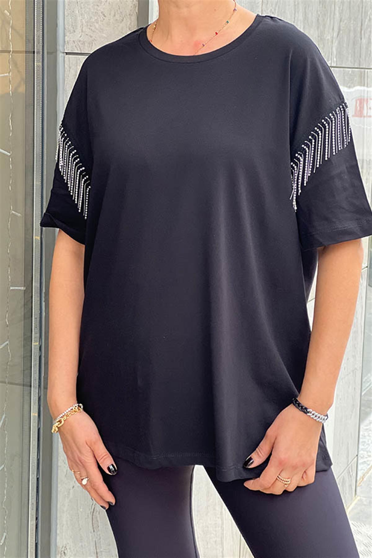 KOLLARI TAŞ DETAYLI TSHIRT