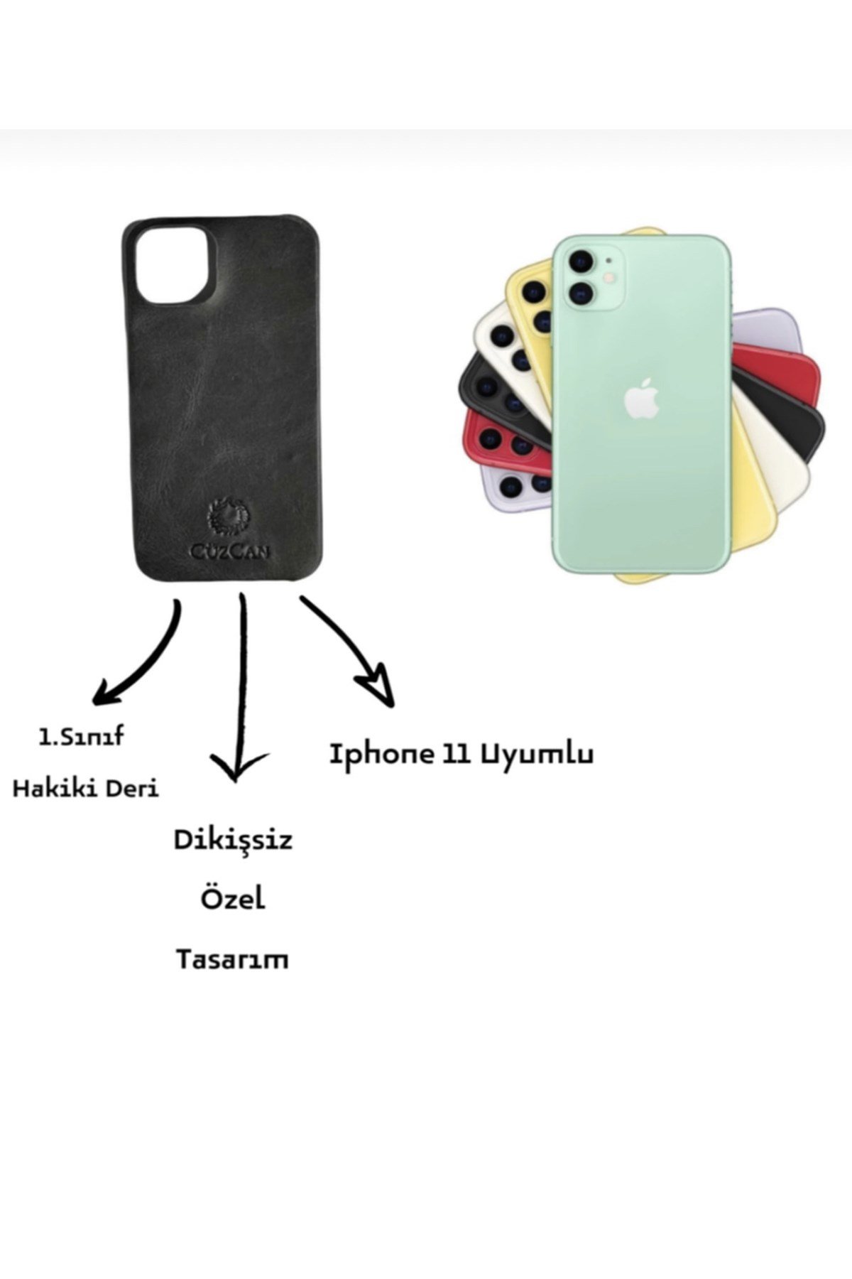 Iphone 11 Antrasit Gri Hakiki Deri Telefon Kılıfı