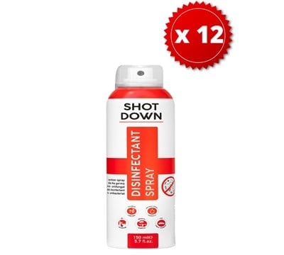 12'li ANTİBAKTERİYEL SHOT DOWN EL, ORTAM VE YÜZEY DEZENFEKTAN SPREY 150 ml