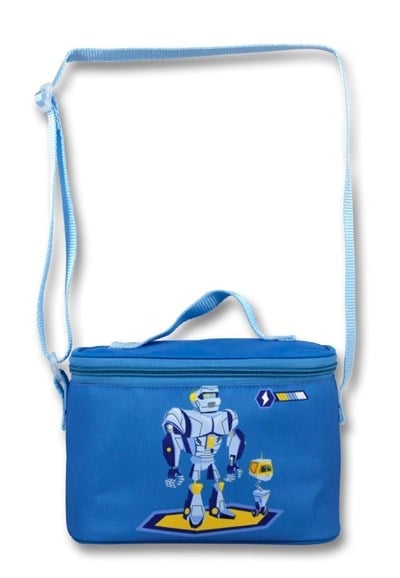 Famebag-Cennec Mavi Robot Baskılı Okul Sırt Çantası-Beslenme Çantası Kalem Çantası-2542