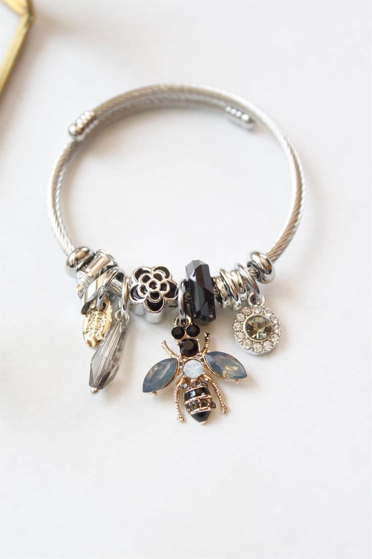 Arı Detaylı Çelik Pandora Charm Bileklik
