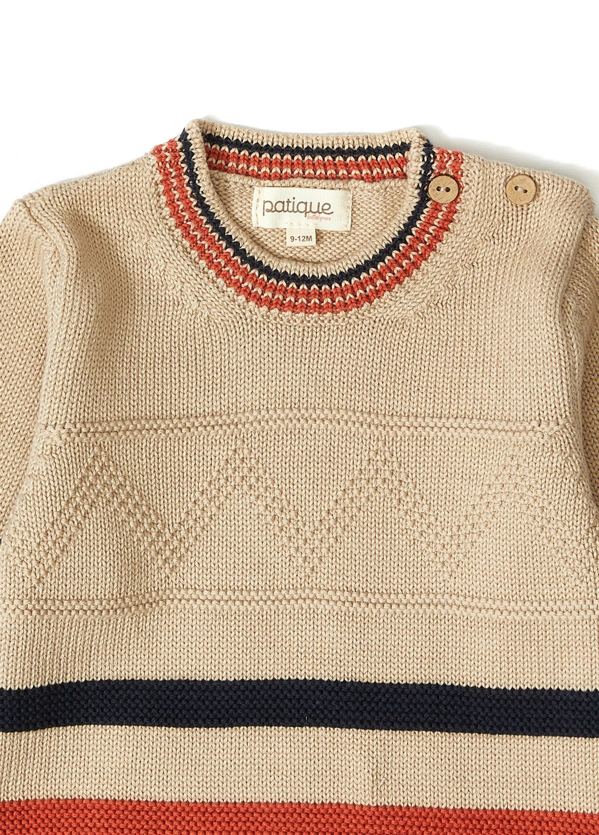 Light Brown Organic Cotton Basic Knitwear Baby Sweater