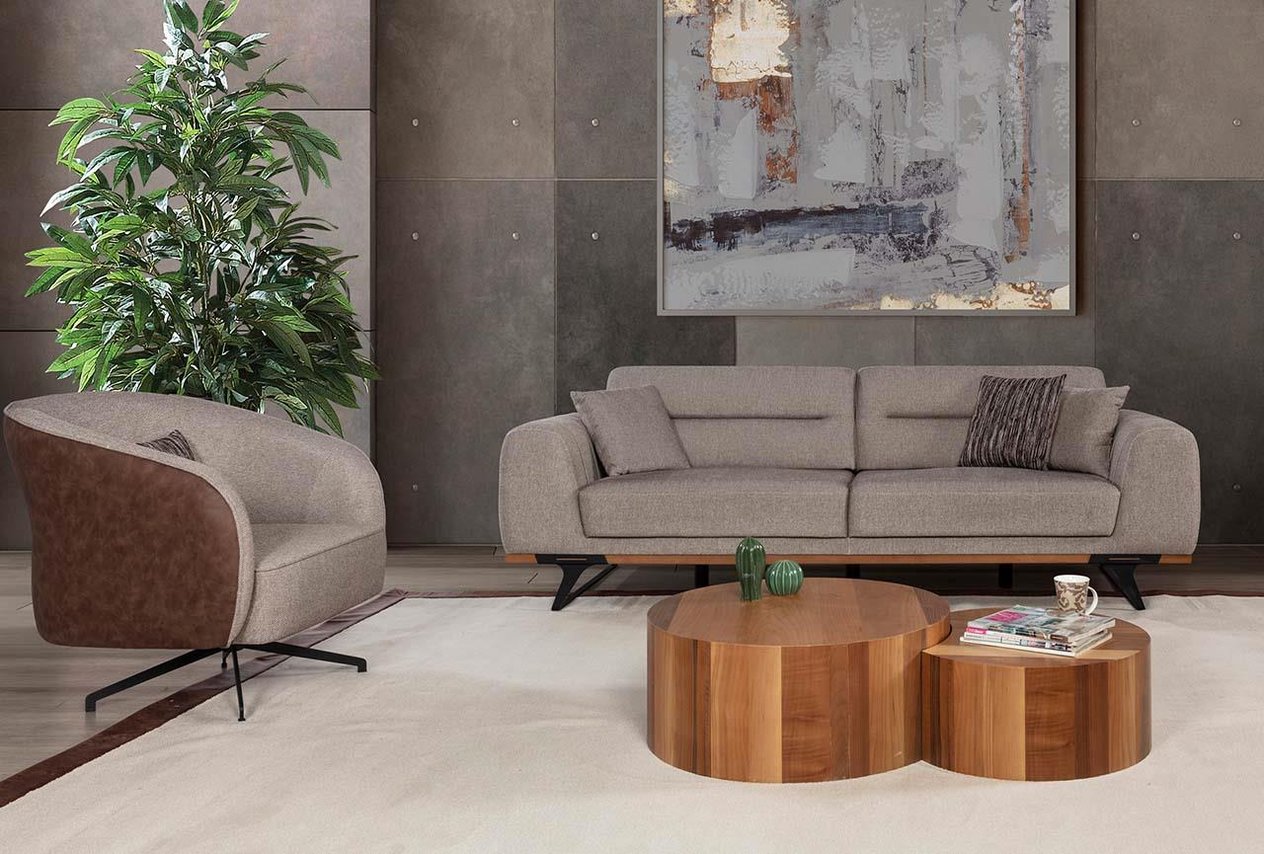 Pinus Sırt Mekanizmalı Modern Koltuk Takımı 3+1