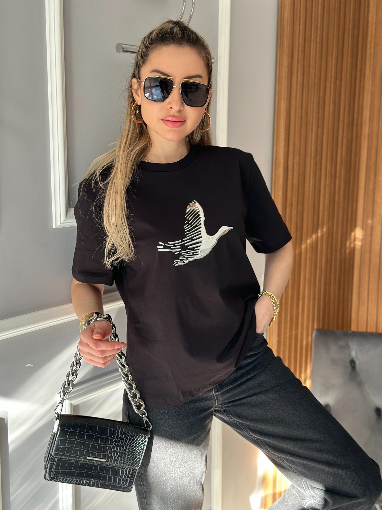 Bn T-shirt Silver Kabartmalı Siyah