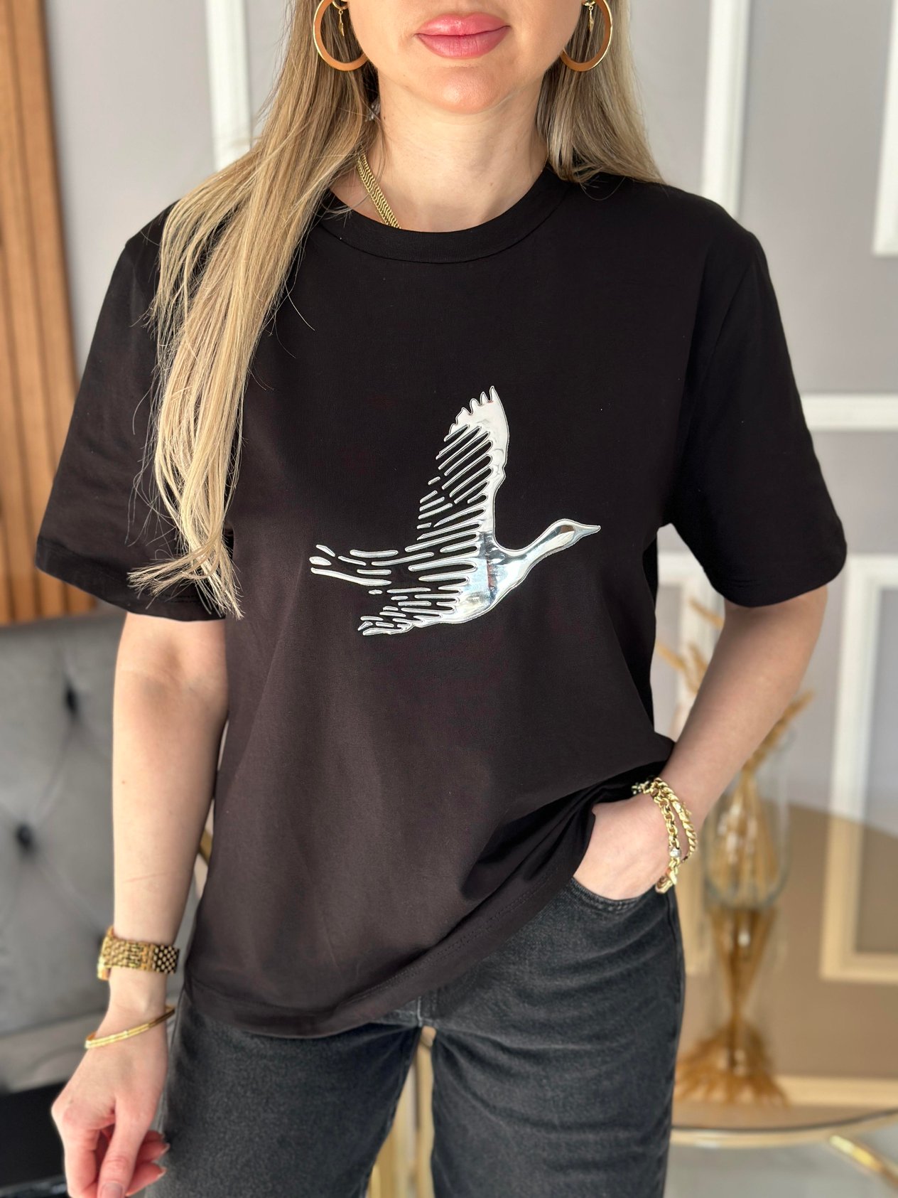 Bn T-shirt Silver Kabartmalı Siyah