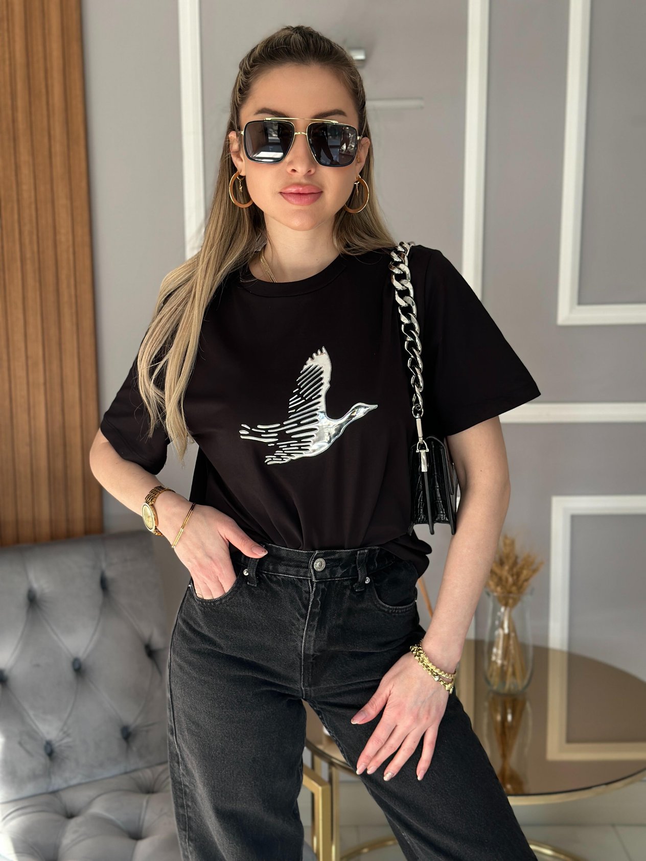 Bn T-shirt Silver Kabartmalı Siyah