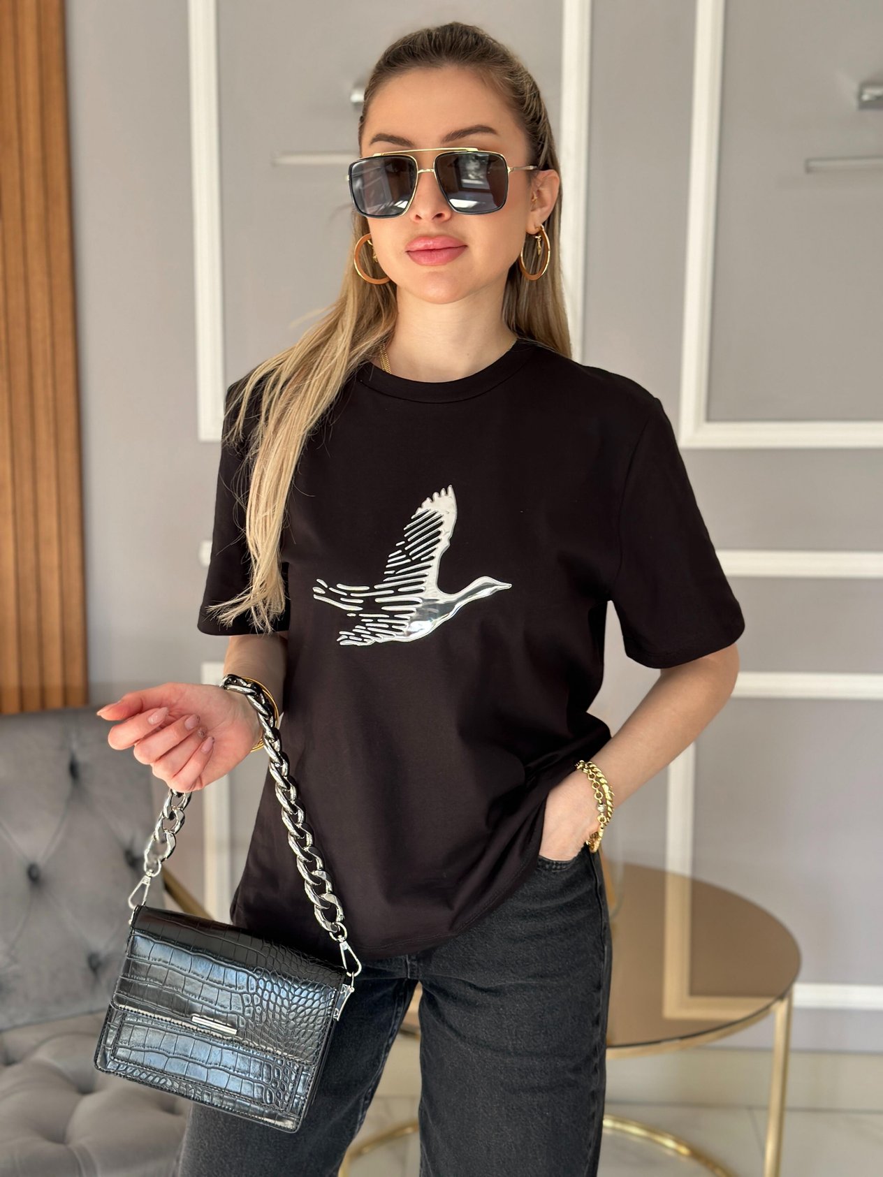 Bn T-shirt Silver Kabartmalı Siyah