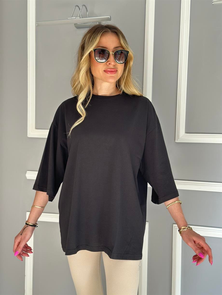 Fakir Kol Oversize t-shirt Siyah