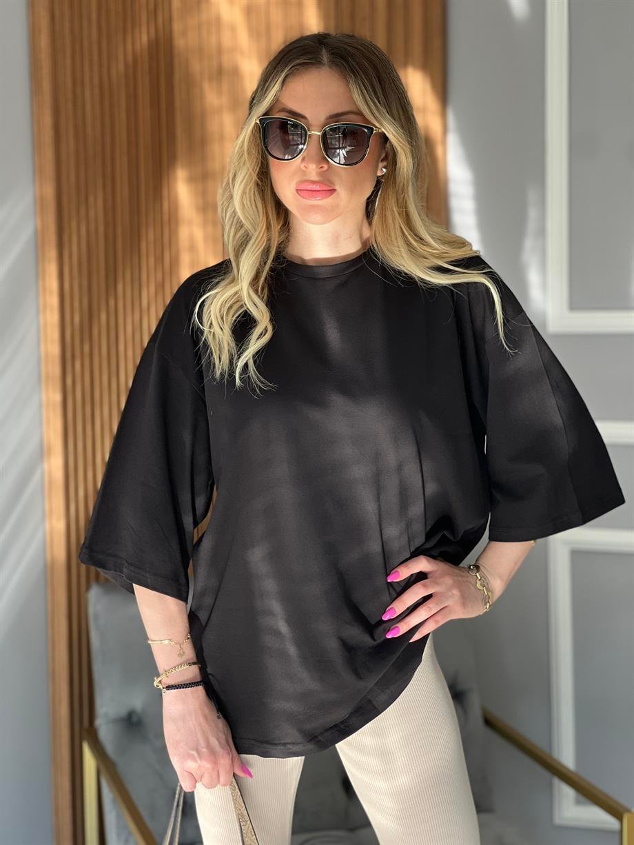Fakir Kol Oversize t-shirt Siyah