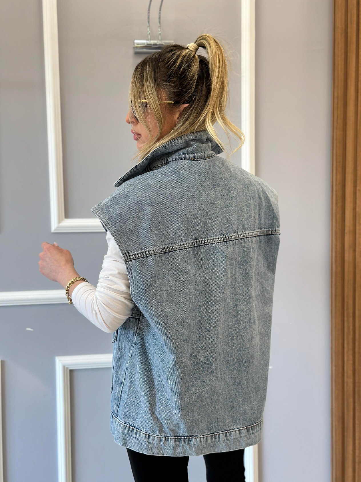 Kot Yelek Oversize Mavi