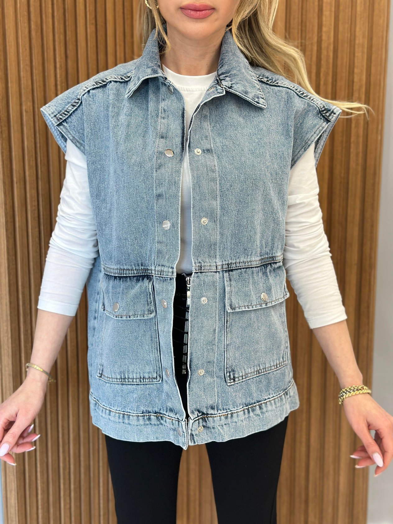 Kot Yelek Oversize Mavi
