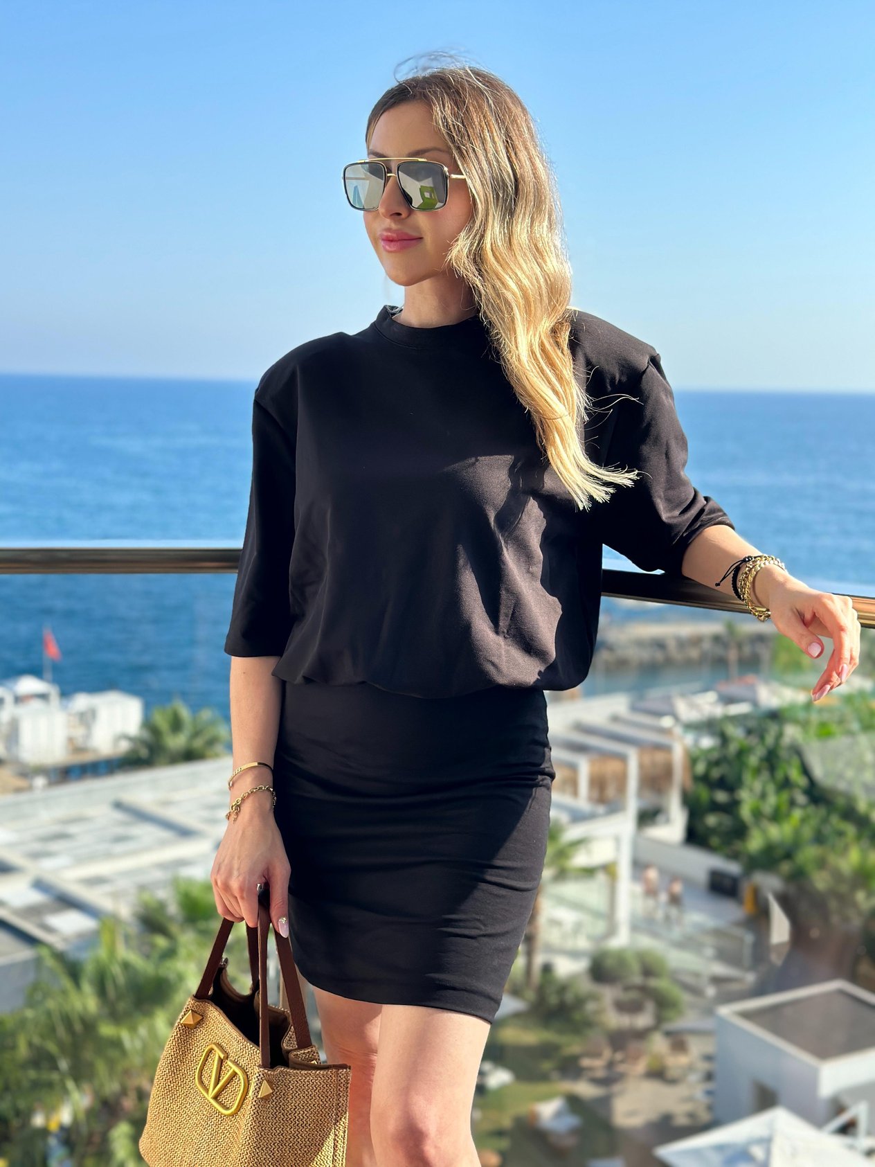 Kristi Vatkalı Elbise Siyah