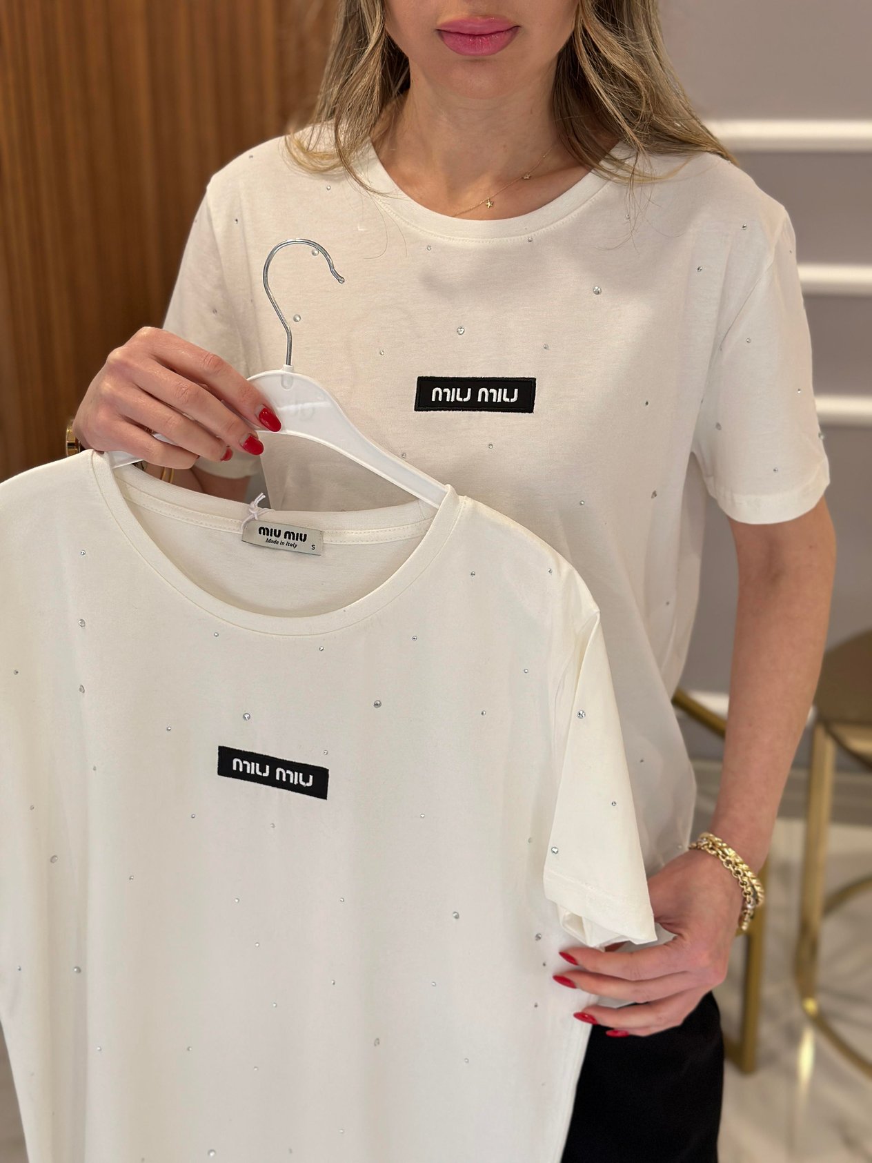 Mi T-shirt Taşlı Beyaz